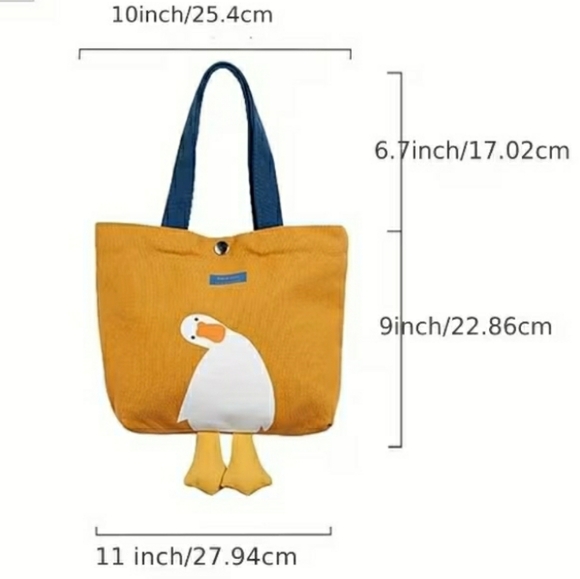 NEW! Adorable Little Duck Duck Goose Yellow Tote Bag w/ Dangling Feet - Picture 2 of 3